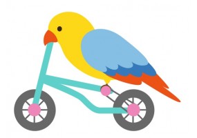 Sticker perroquet sur velo