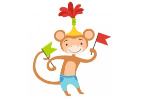 Sticker singe avec fanion