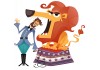 Sticker grand lion sur totem