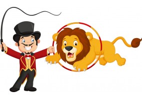 Sticker dresseur avec lion