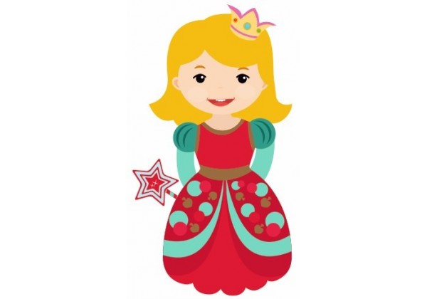 Sticker princesse robe rouge