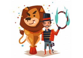 Sticker grand lion et dresseur