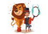 Sticker grand lion et dresseur