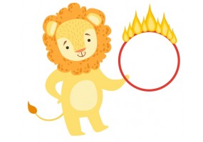 Sticker lion avec anneau flamme