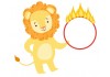 Sticker lion avec anneau flamme