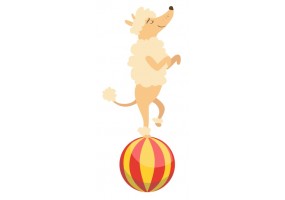 Sticker caniche sur ballon
