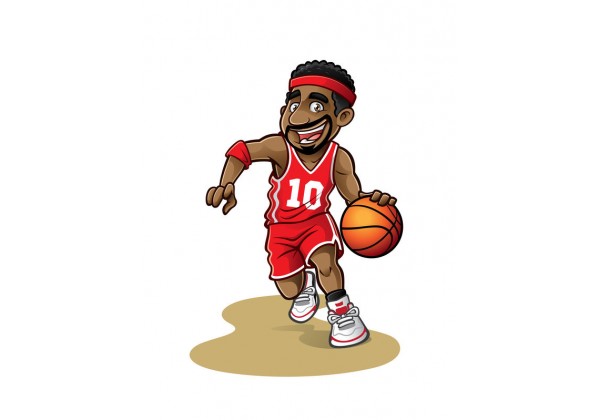 Sticker de Basketteur Joueur n°7 debout avec ballon de basket 