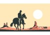 Sticker portrait paysage d'un Cowboy