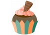 Sticker  Cup Cake avec carre chocolat