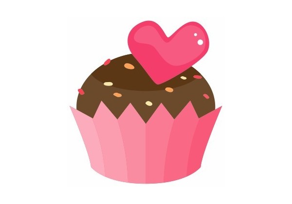 Sticker fille Cup Cake avec coeur