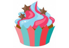 Sticker Cup Cake multi couleur