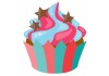 Sticker Cup Cake multi couleur