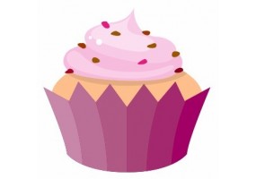 Sticker fille Cup Cake rose