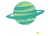 Sticker planete saturne verte