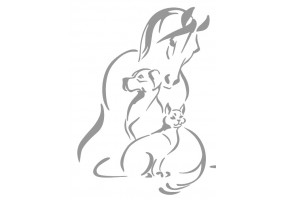 Sticker mural Cheval chien avec chat