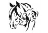 Sticker Cheval avec chien et chat