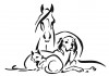Sticker pose Cheval avec chien