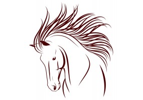 Sticker cheval crinière marron