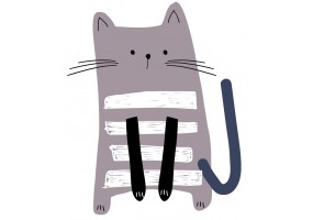 Sticker Chat rayures gris noir
