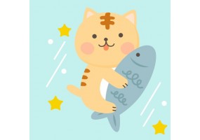 Sticker Chat sur poisson fusee