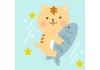 Sticker Chat sur poisson fusee