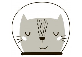 Sticker Chat gris astronaute