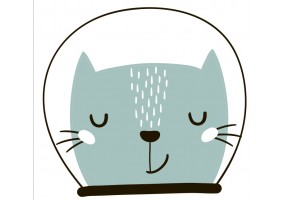 Sticker Chat astronaute bleu