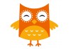 Sticker Hibou happy orange