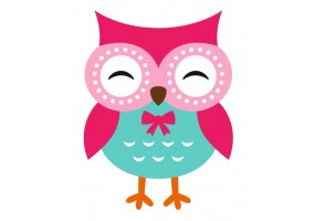 Sticker Hibou rose bebe