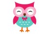 Sticker Hibou rose bebe