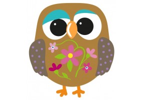 Sticker Hibou fleurs