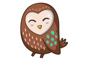 Sticker Hibou marron deco