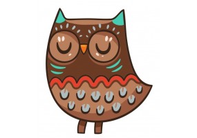 Sticker Hibou dort marron