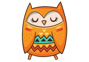 Sticker Hibou dort orange