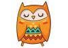 Sticker Hibou dort orange