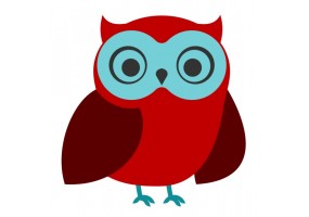 Sticker rouge Hibou yeux rond