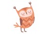 Sticker Hibou deco orange