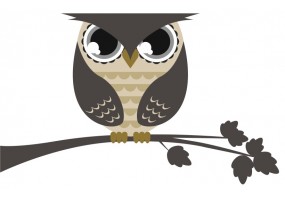 Sticker Hibou vieux sur branche