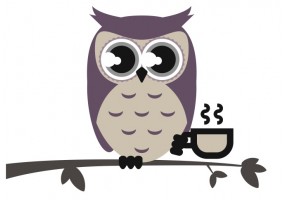 Sticker Hibou avec cafe