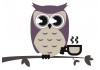 Sticker Hibou avec cafe