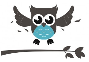 Sticker Hibou s'envole sur branche