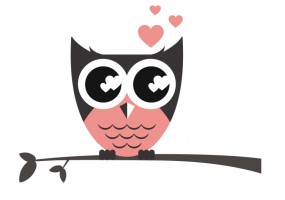 Sticker Hibou branche coeur