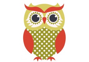 Sticker Hibou vert rouge