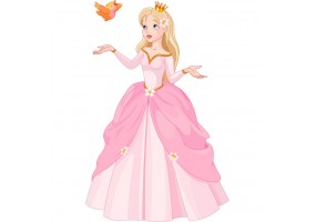 Sticker Princesse grande robe rose