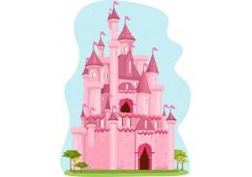 Autocollant grand Château rose
