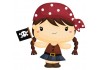 Sticker fille Pirate avec drapeau