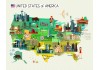 Sticker carte avec symboles Americain