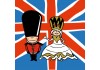 Sticker Drapeau anglais avec reine et garde royal