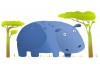 Sticker hippopotame sous les arbres