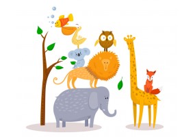 Sticker Animaux de la jungle famille au complet